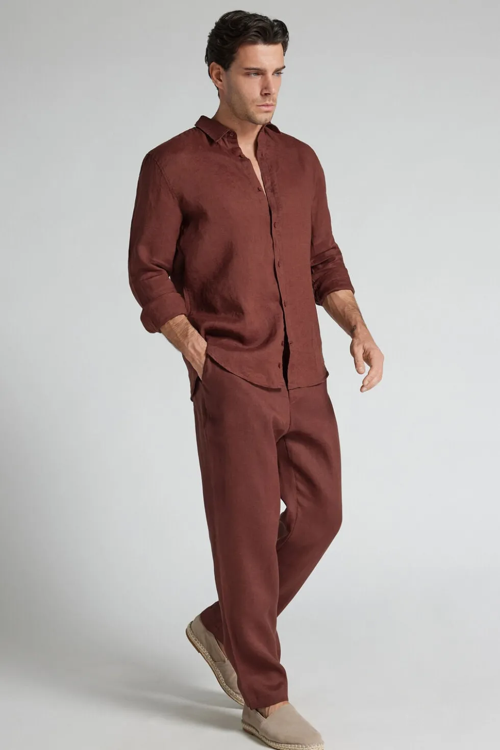 Men’s 100% Linen Full Length Pants