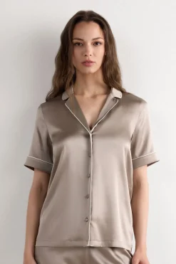 Menswear Cut Short Sleeve Silk Shirt