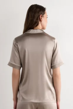 Menswear Cut Short Sleeve Silk Shirt