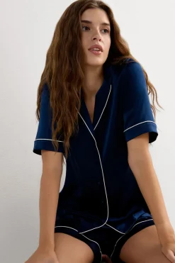 Menswear Cut Short Sleeve Silk Shirt