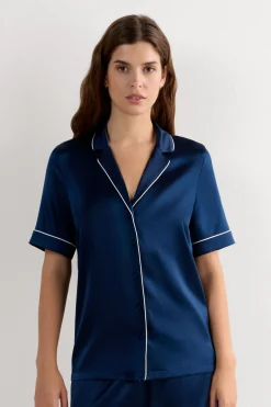 Menswear Cut Short Sleeve Silk Shirt