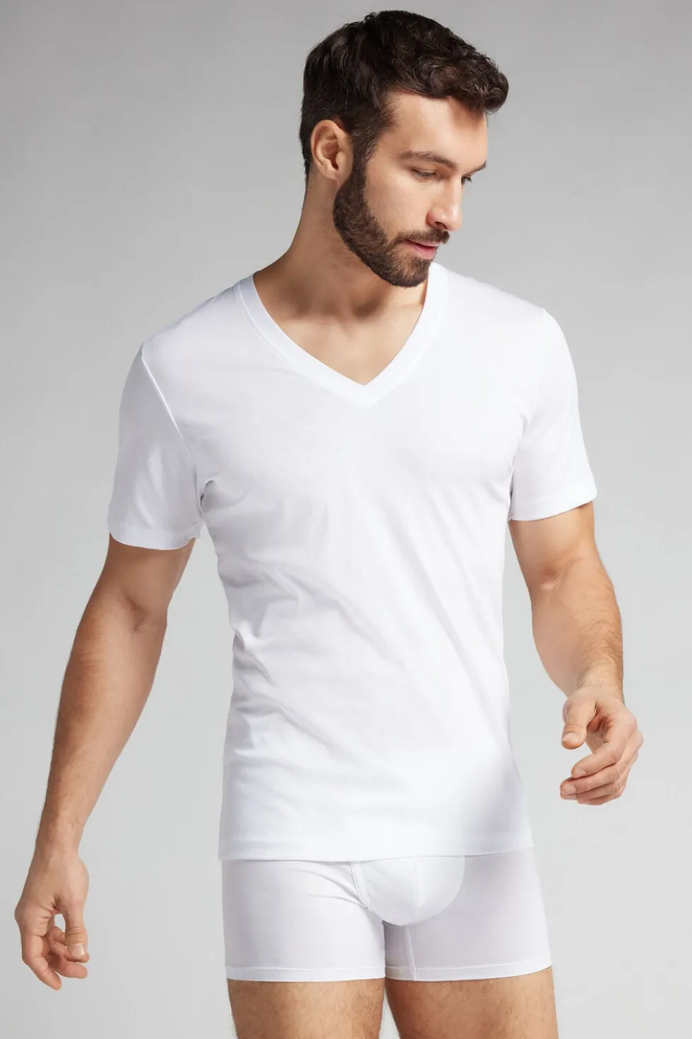 Mercerized Cotton V-Neck T-Shirt filo Premium