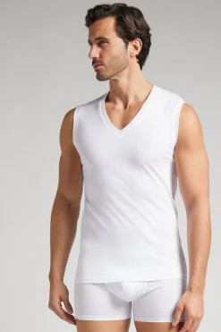 Mercerized Cotton V-Neck Tank Top filo Premium