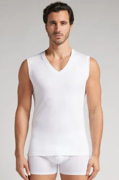 Mercerized Cotton V-Neck Tank Top filo Premium