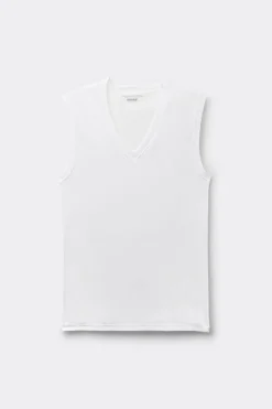 Mercerized Cotton V-Neck Tank Top filo Premium
