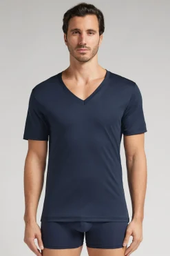 Mercerized Cotton V-Neck T-Shirt filo Premium
