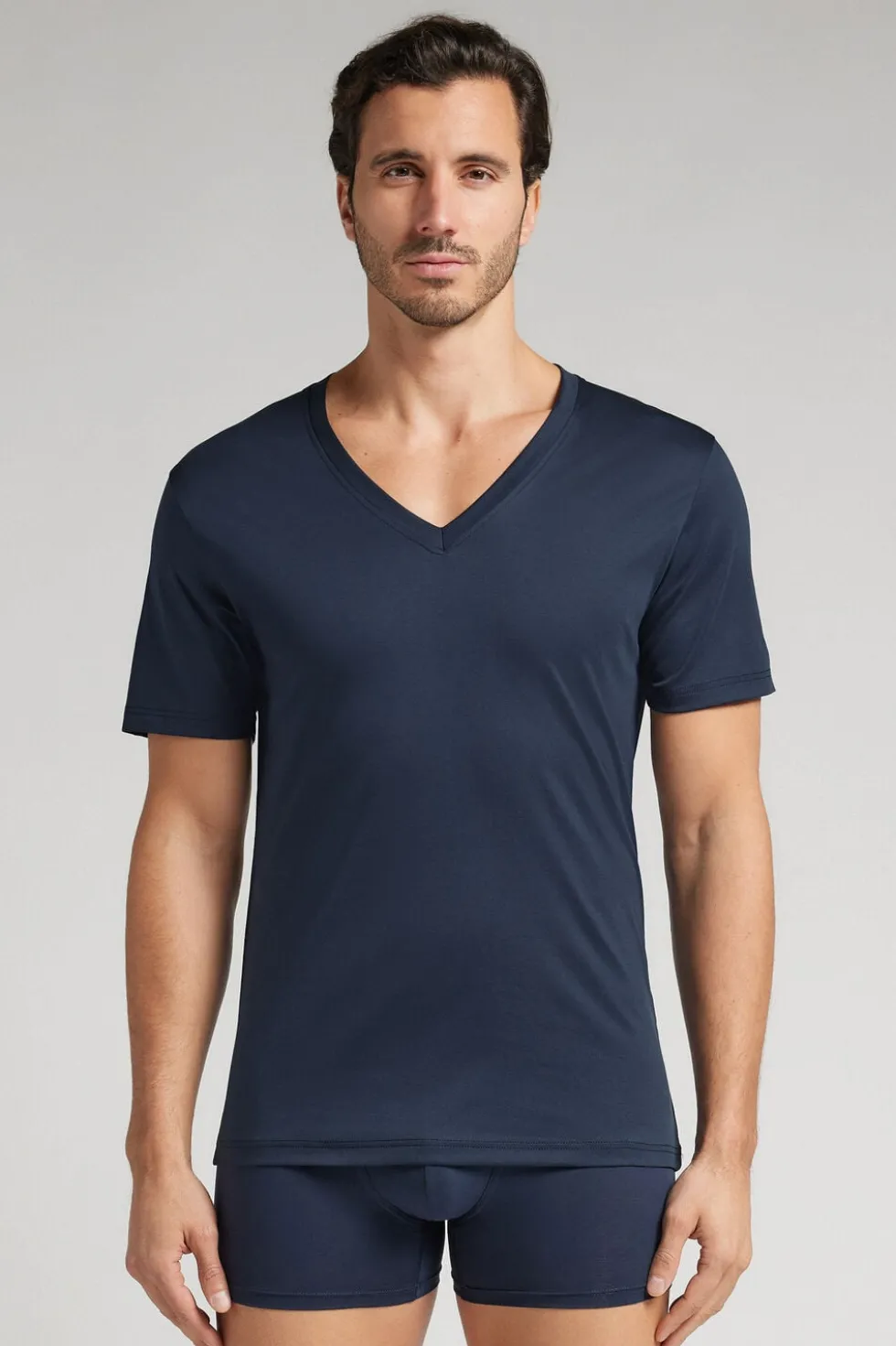 Mercerized Cotton V-Neck T-Shirt filo Premium