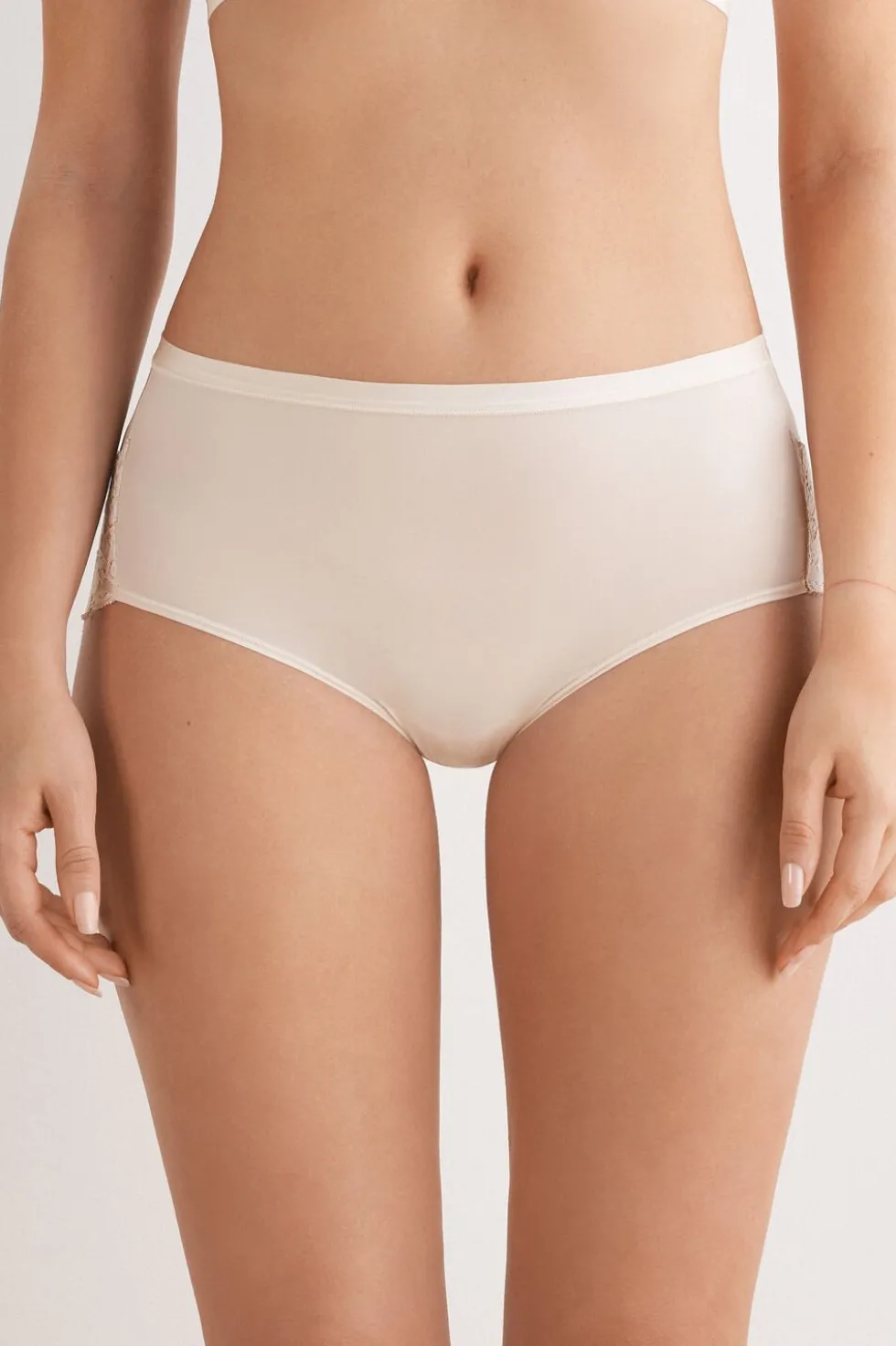 Microfiber and Lace High Rise Panties