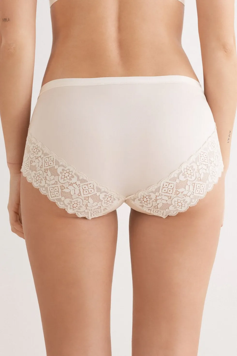 Microfiber and Lace High Rise Panties
