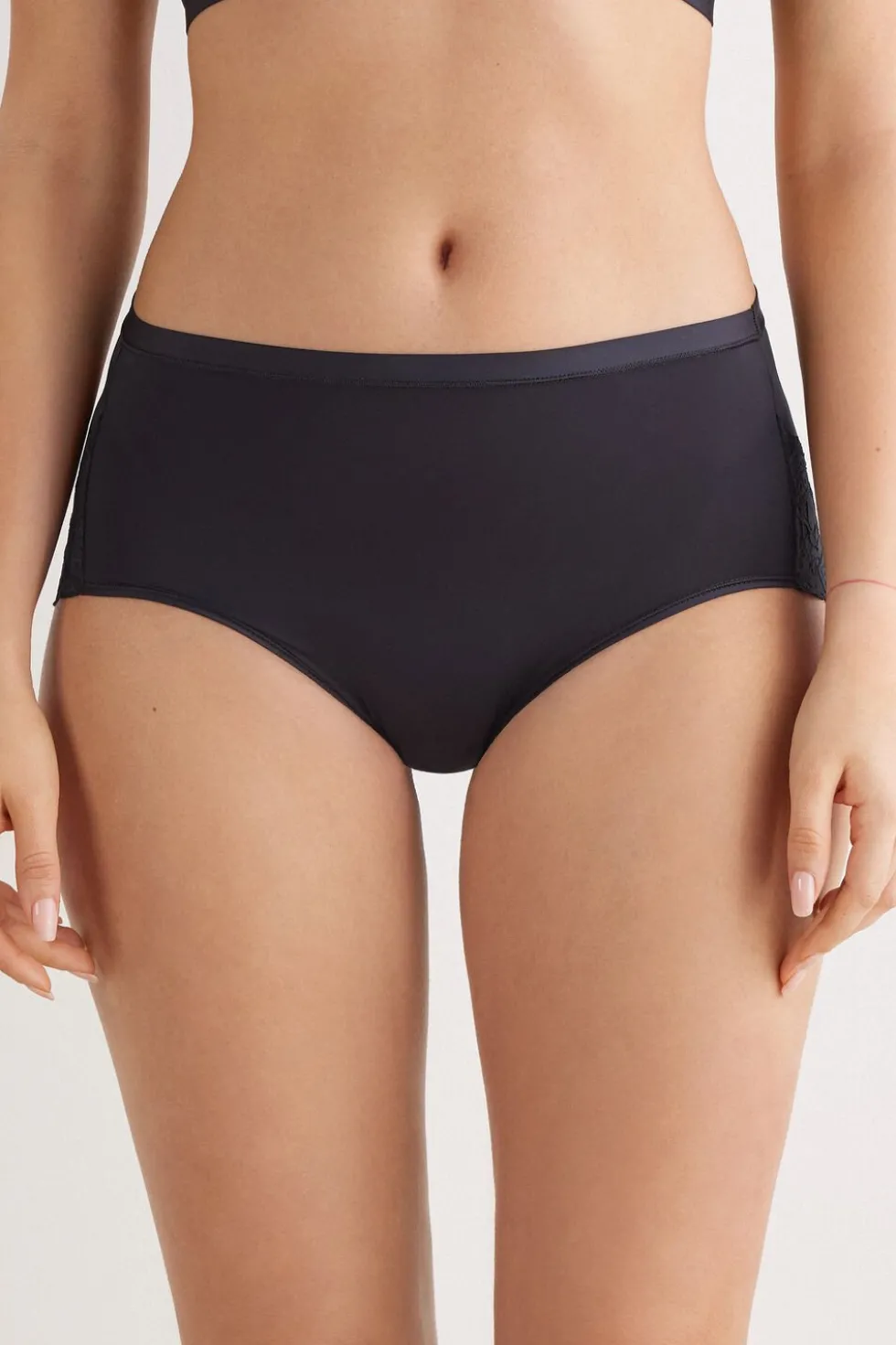 Microfiber and Lace High Rise Panties