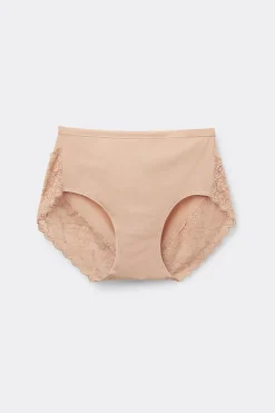 Microfiber and Lace High Rise Panties