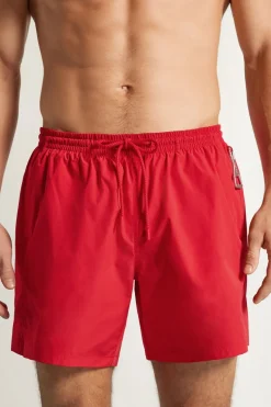 Mid-Length Solid Color Swim Trunks
