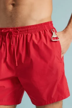 Mid-Length Solid Color Swim Trunks