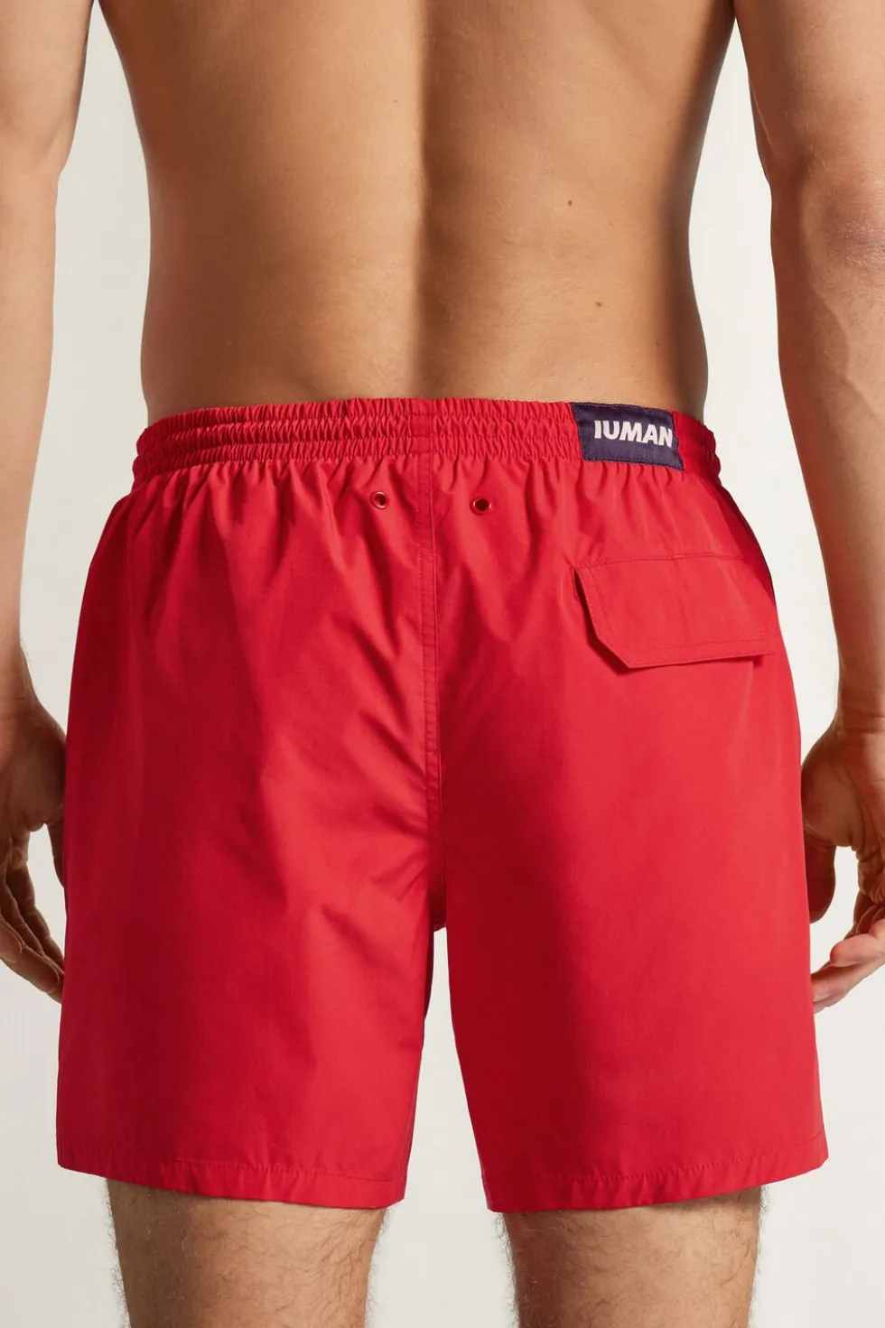 Mid-Length Solid Color Swim Trunks