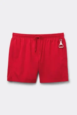Mid-Length Solid Color Swim Trunks