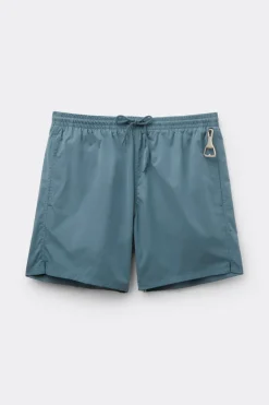 Mid-Length Solid Color Swim Trunks
