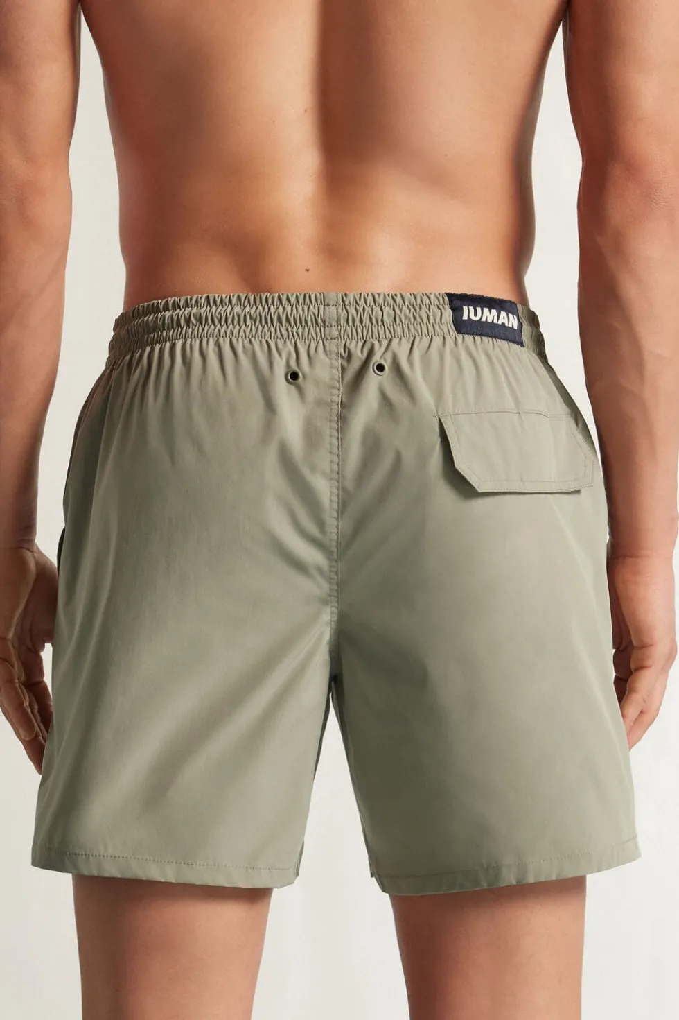 Mid-Length Solid Color Swim Trunks