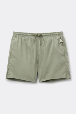 Mid-Length Solid Color Swim Trunks
