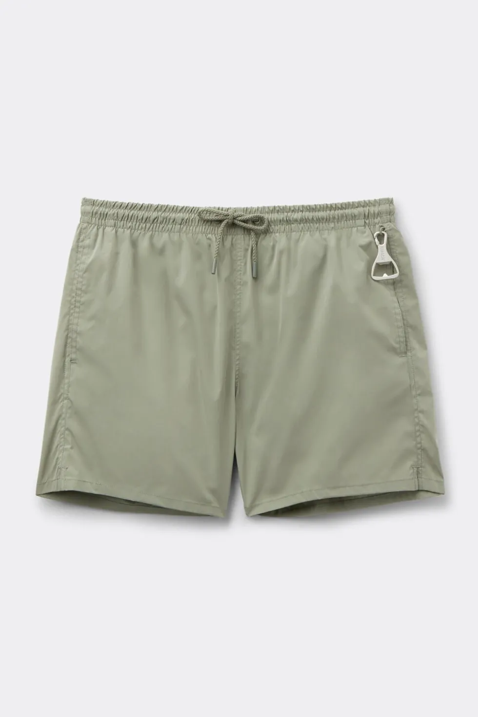 Mid-Length Solid Color Swim Trunks