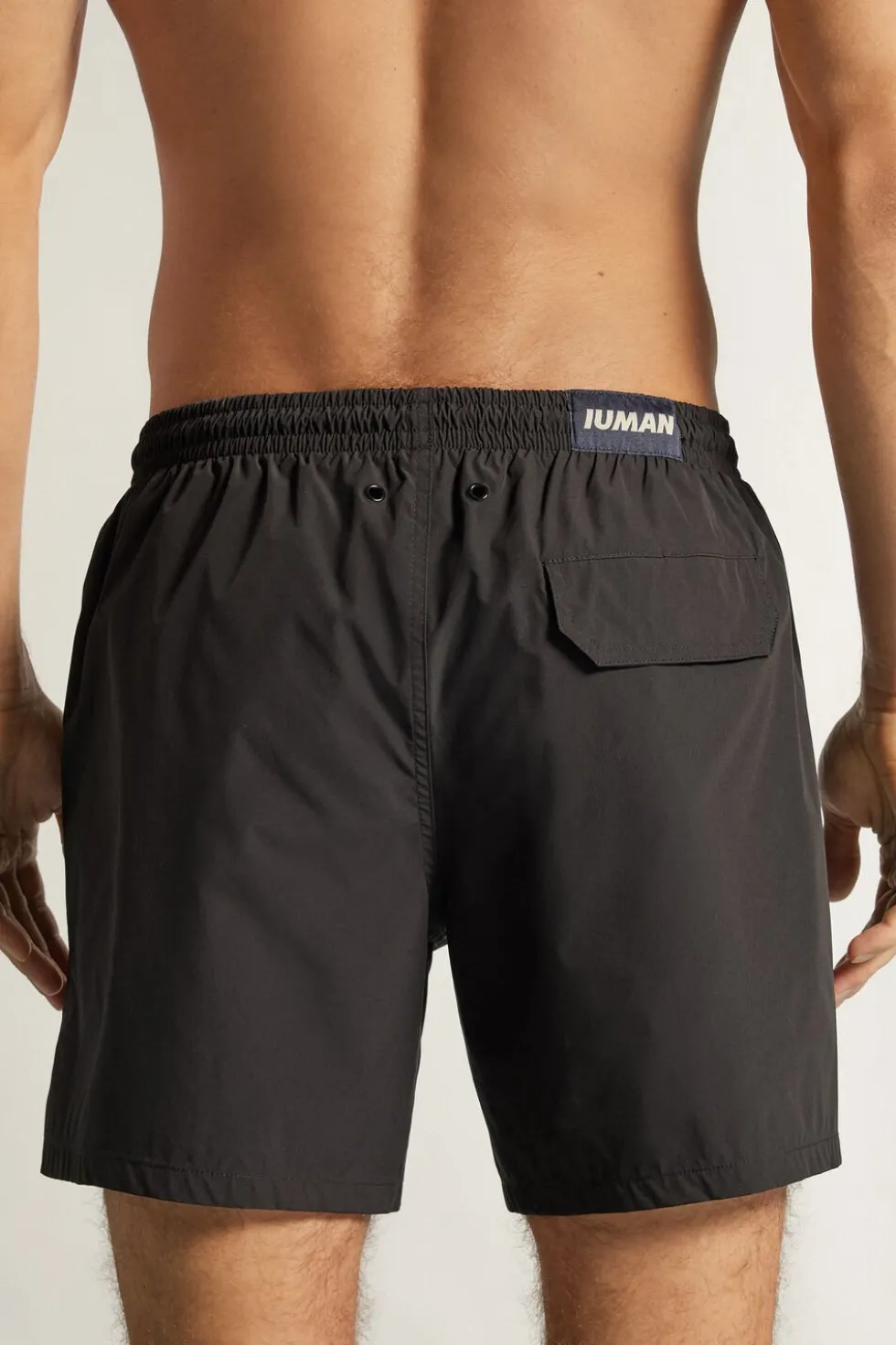 Mid-Length Solid Color Swim Trunks