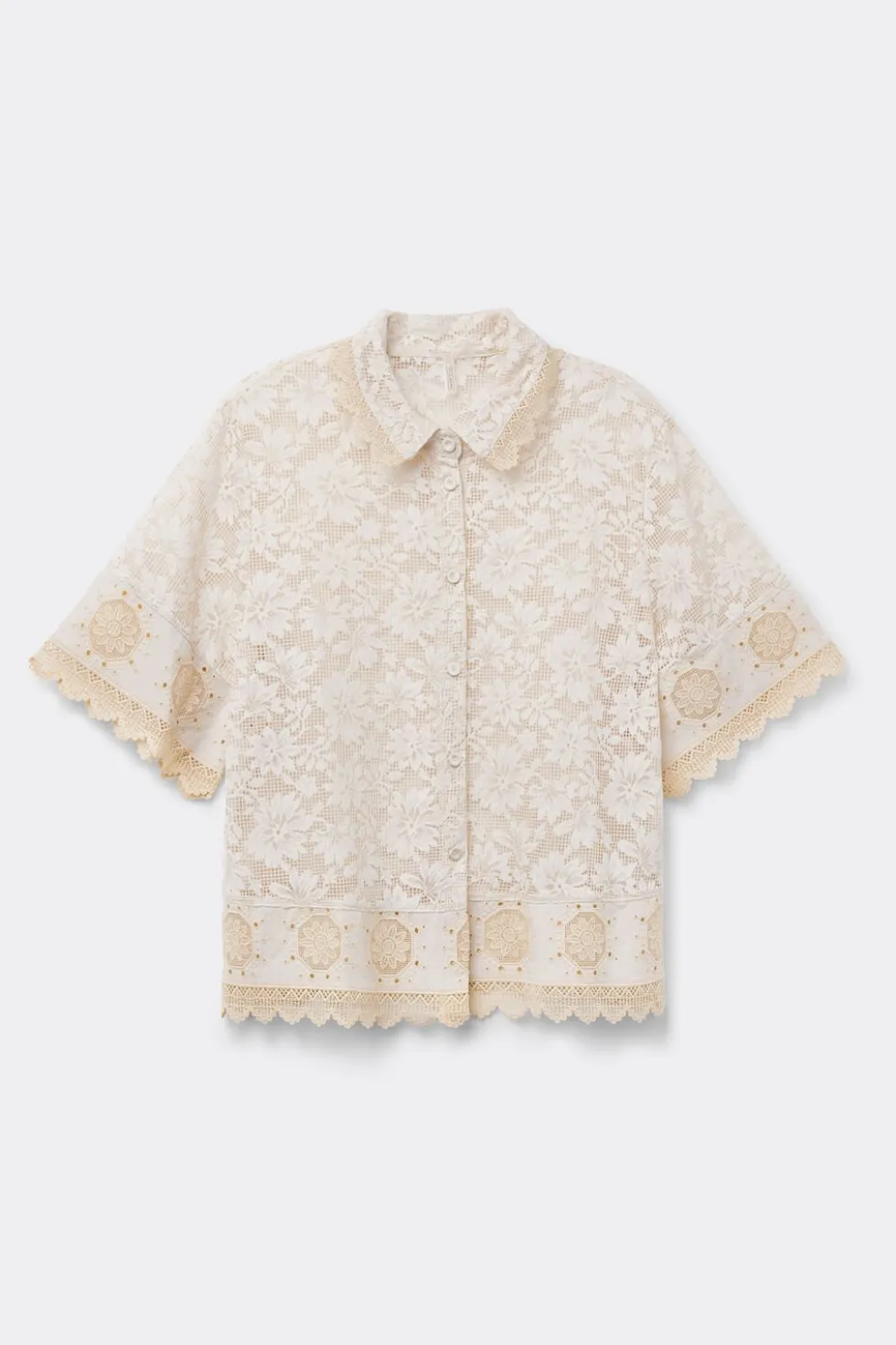 Midsummer Dream Short Sleeve Lace Shirt