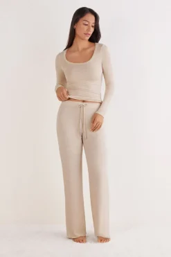 Modal and Cashmere Long Palazzo Pants