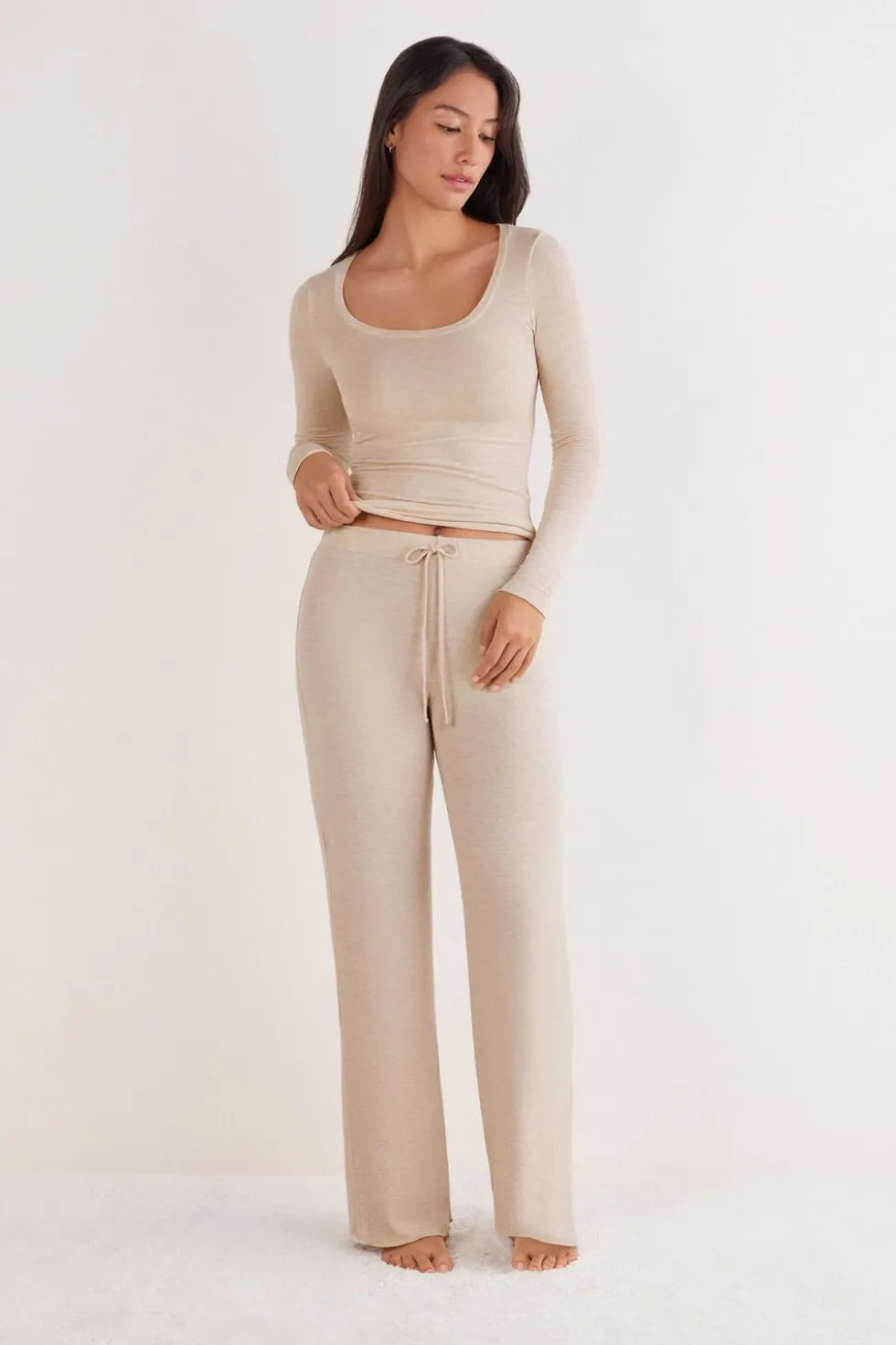Modal and Cashmere Long Palazzo Pants