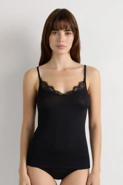 Modal Ultralight Cashmere Blend Top with Lace