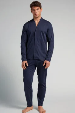 Open Front Full Length Pajamas in Cotton