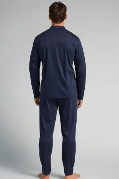 Open Front Full Length Pajamas in Cotton