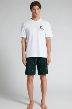 Palm Tree Print Short Cotton Pajamas