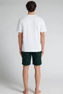 Palm Tree Print Short Cotton Pajamas