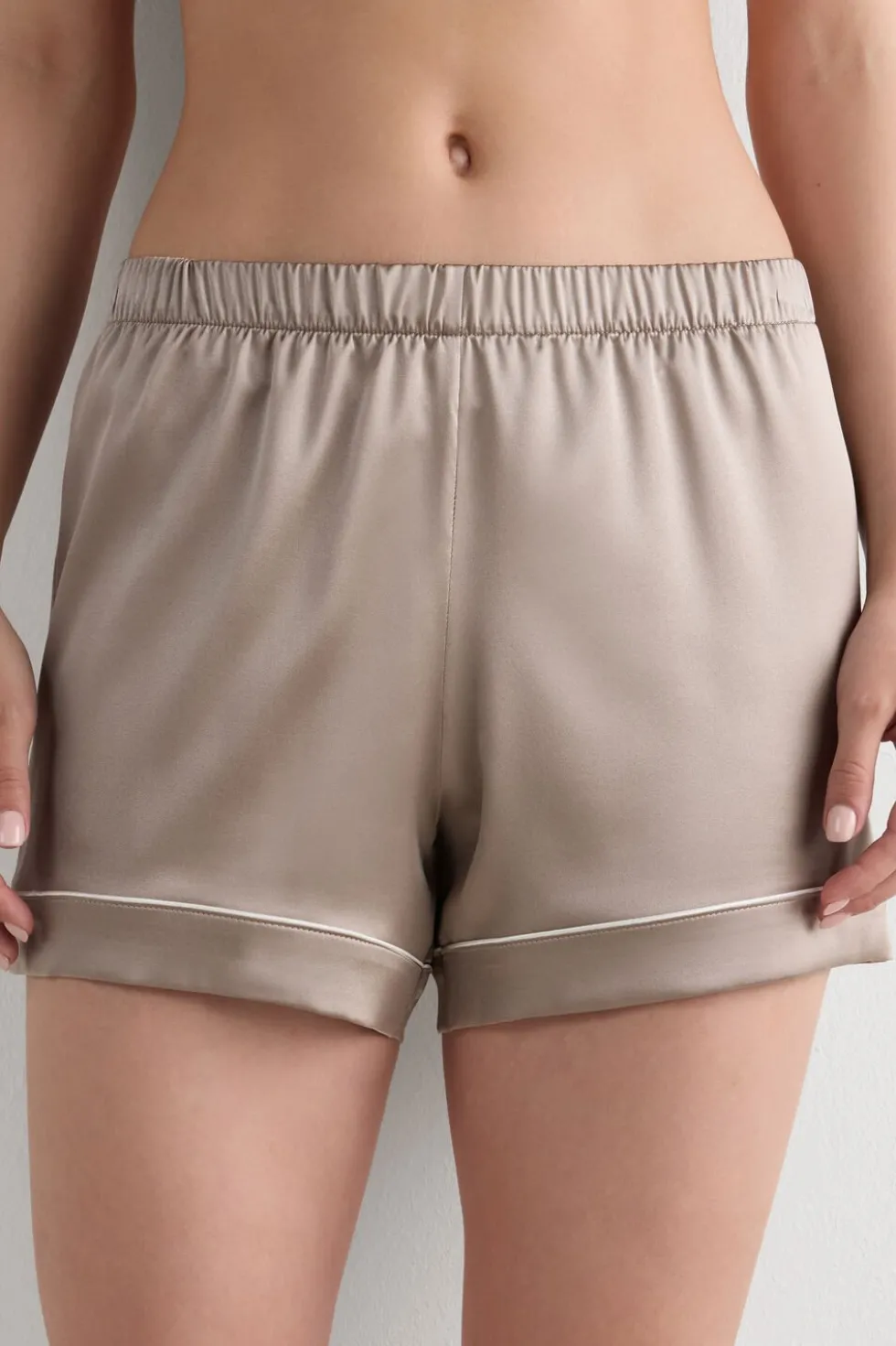 Piped Silk Shorts