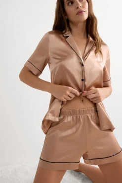 Piped Silk Shorts