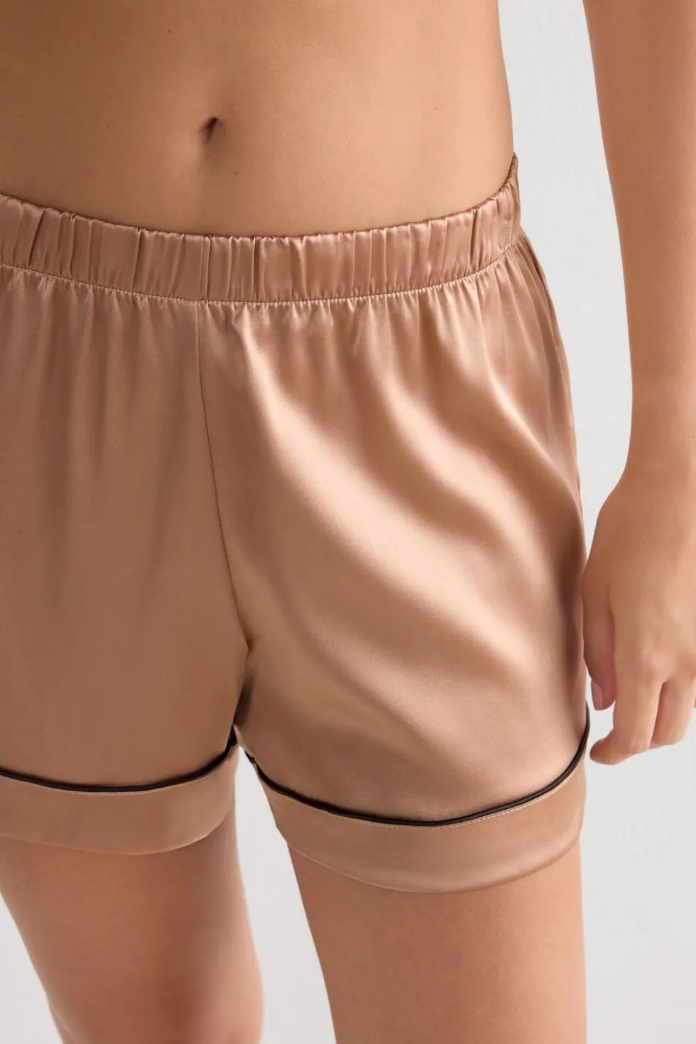 Piped Silk Shorts