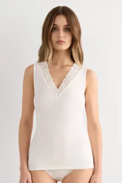 Pretty Flower Modal and Lace Tank Top