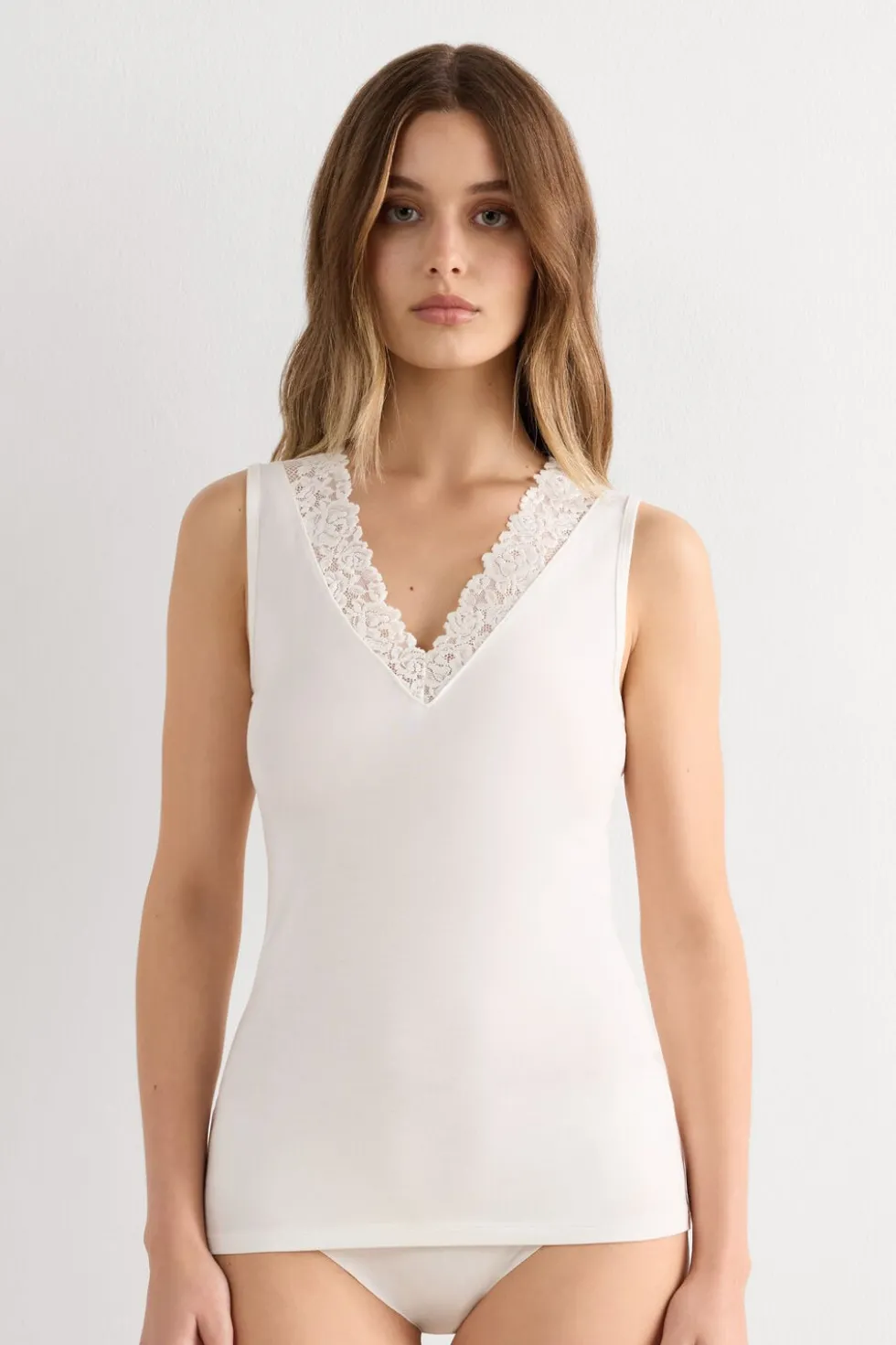 Pretty Flower Modal and Lace Tank Top