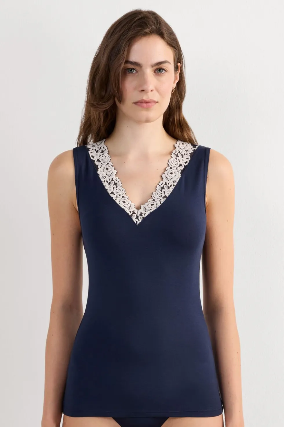 Pretty Flower Modal and Lace Tank Top