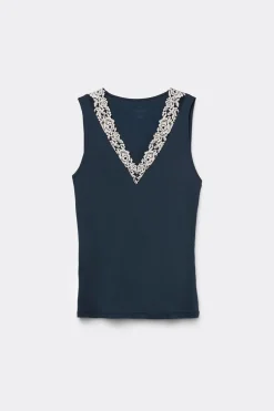 Pretty Flower Modal and Lace Tank Top