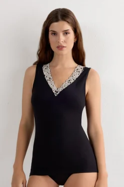 Pretty Flower Modal and Lace Tank Top