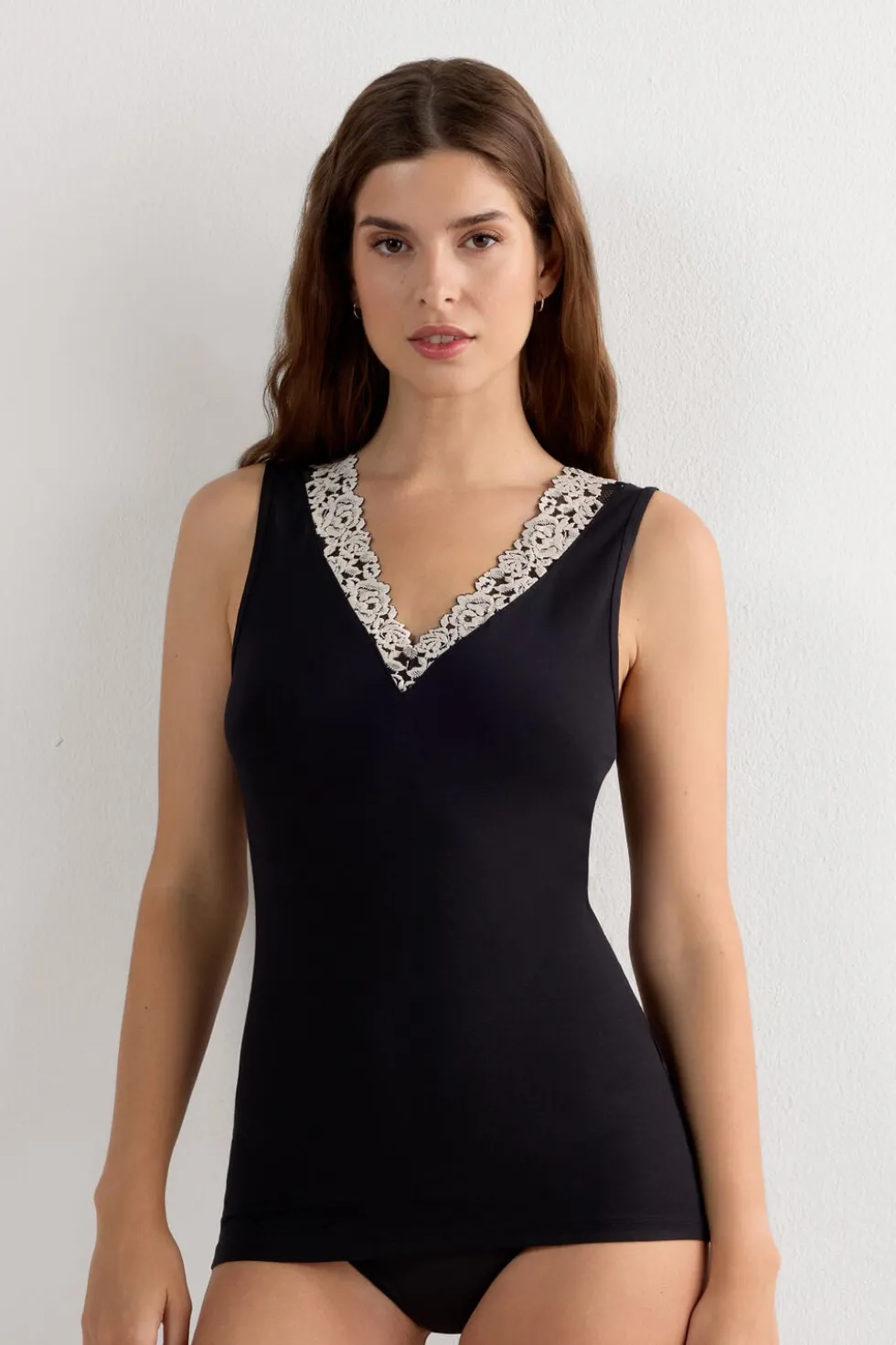 Pretty Flower Modal and Lace Tank Top