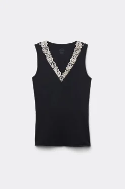 Pretty Flower Modal and Lace Tank Top