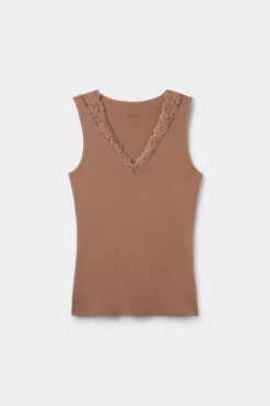 Pretty Flower Modal and Lace Tank Top