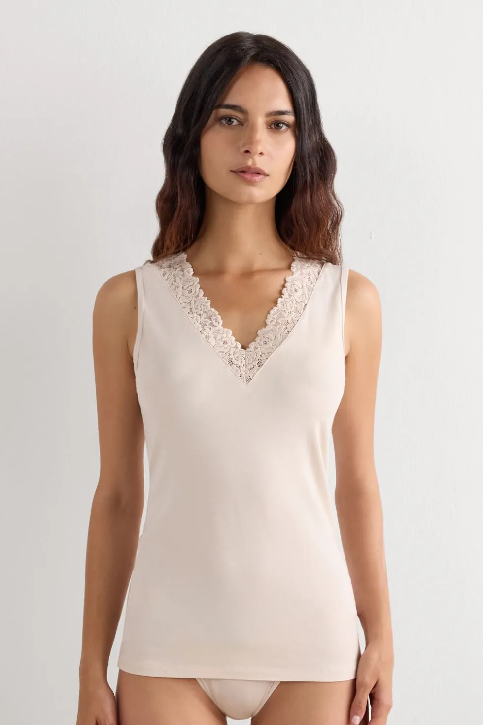 Pretty Flower Modal and Lace Tank Top