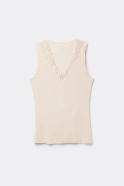 Pretty Flower Modal and Lace Tank Top