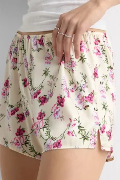 Pretty Flowers Print Silk Shorts