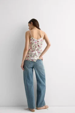 Pretty Flowers Print Silk Top