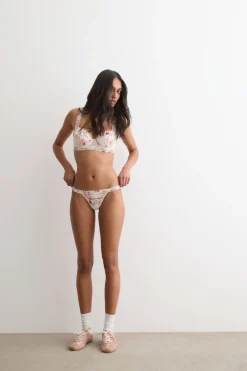 Pretty Flowers Print Thong