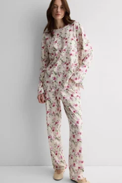 Pretty Flowers Printed Superior Cotton Full Length Pajamas