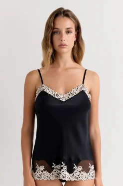 Pretty Flowers Thin Strap Silk Tank Top